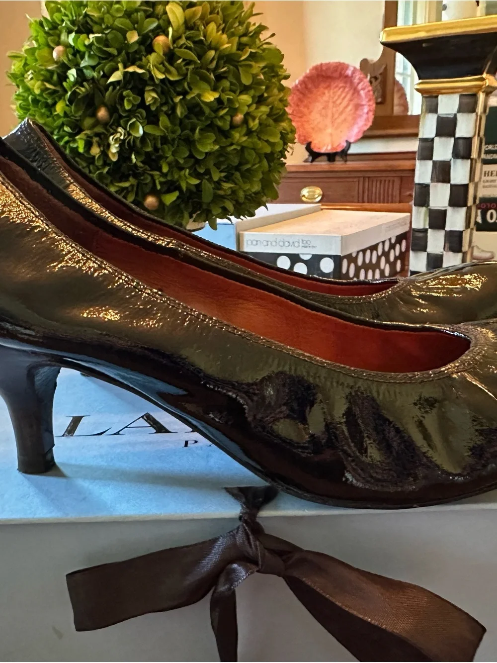 Lanvin Black Patent Leather Women's Ballet Heel